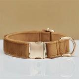 Light Brown Durable Dog Collar with Metal Buckle - Adjustable Nylon Pet Collar for Small to Large Dogs Size XS - Front View