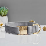 Grey Durable Dog Collar with Metal Buckle - Adjustable Nylon Pet Collar for Small to Large Dogs Size L - Front View