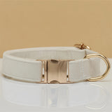 Beige Durable Dog Collar with Metal Buckle - Adjustable Nylon Pet Collar for Small to Large Dogs Size M - Front View