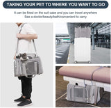 Grey Portable Pet Travel Carrier Bag - Foldable, Durable, and Comfortable for Small Dogs & Cats 40cmx25cmx25cm - Top-Down View