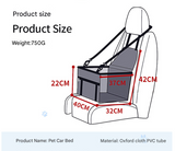 Black and Red Portable Pet Car Seat for Dogs and Cats - Adjustable Car Seat Cover, Pet Travel Car Carrier with Safety Belt - Front View