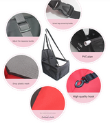 Black and Red Portable Pet Car Seat for Dogs and Cats - Adjustable Car Seat Cover, Pet Travel Car Carrier with Safety Belt - Side View