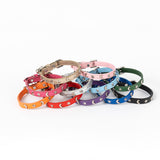 3 pcs Red Stylish PU Leather Pet Collar - Anti-Loss, Puppy Bell, Star & Moon Design Width 1.2cm Total Length 35cm - Side View