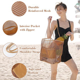 2 pcs Milky Casual Mesh Tote Bag - Shoulder Bag for Beach & Travel 35x17x37cm - Side View