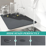 2 PCS Dark Gray Kitchen Drying Mat - Super Absorbent Dish & Cup Drainer Pad 30x40cm - Front View