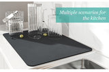 2 PCS Dark Gray Kitchen Drying Mat - Super Absorbent Dish & Cup Drainer Pad 30x40cm - Side View