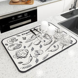 2 PCS Vegetable patterns Kitchen Drying Mat - Super Absorbent Dish & Cup Drainer Pad 30x40cm