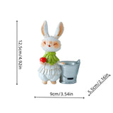 Copper Bunny with Vegetables Whimsical Bunny Garden Decor - Easter Flower Pot Statue - Front View