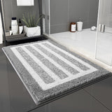 Gray Stripes Absorbent Striped Bathroom Rug - Non-Slip Bath Mat for Bathroom, Toilet & Shower Room Entrance 60x90cm - Front View