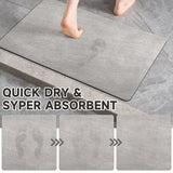 2 pcs Grey Quick-Dry Absorbent Non-Slip Bath Rug for Bathroom, Kitchen & Entryway 40x60cm - Front View