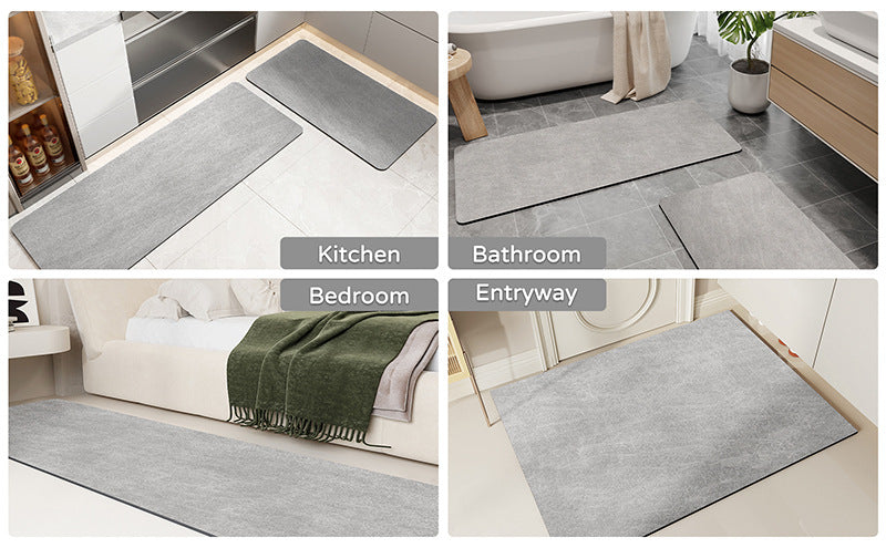 Black and white geometric pattern Quick-Dry Absorbent Non-Slip Bath Rug for Bathroom, Kitchen & Entryway 50x80cm