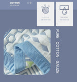 Yellow grid Soft Cotton Gauze Pillowcase Set - Breathable, Non-slip, Extra Large (Pillow Core Not Included) - Side View