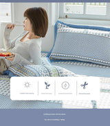 Blue rhombus Soft Cotton Gauze Pillowcase Set - Breathable, Non-slip, Extra Large (Pillow Core Not Included)56x80cm - Front View