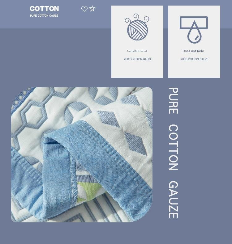 Fishbone pattern Soft Cotton Gauze Pillowcase Set - Breathable, Non-slip, Extra Large (Pillow Core Not Included)56x80cm