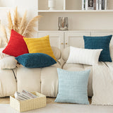 Red Set of 2 Corduroy Style Throw Pillow Covers - Machine Washable 55*55CM