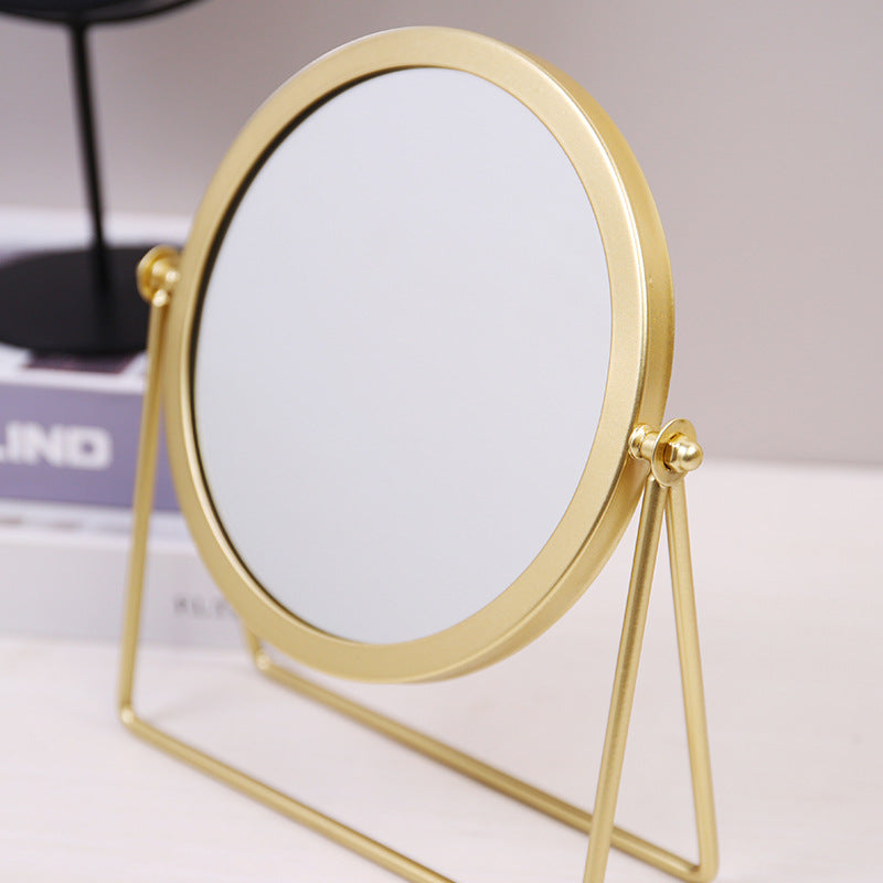 Gold Rotating Tabletop Makeup Mirror - 360? Swivel Vanity Mirror for Bedroom & Desk