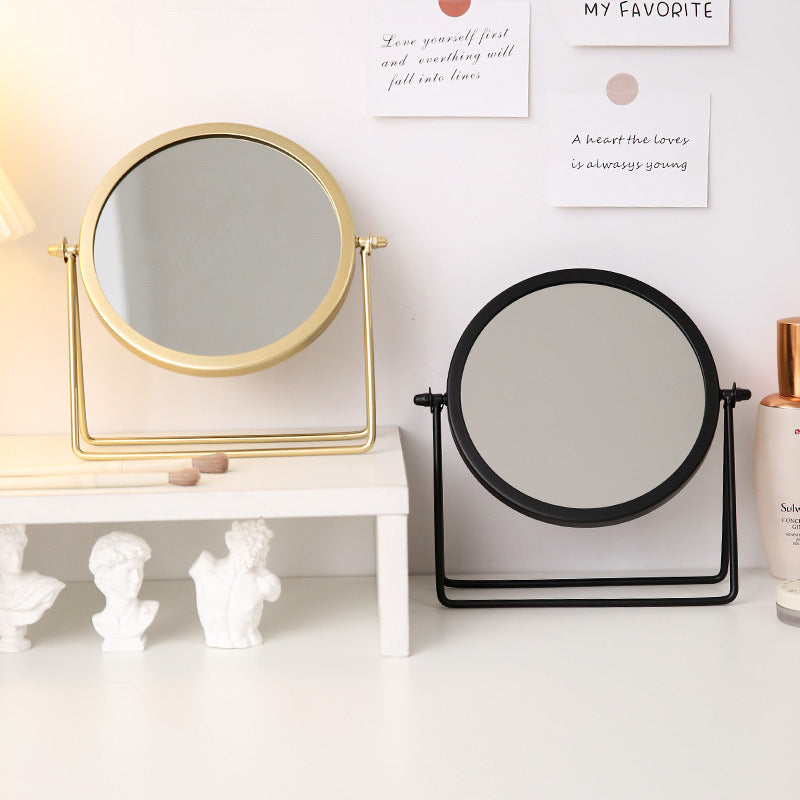 Black Rotating Tabletop Makeup Mirror - 360º  Swivel Vanity Mirror for Bedroom & Desk