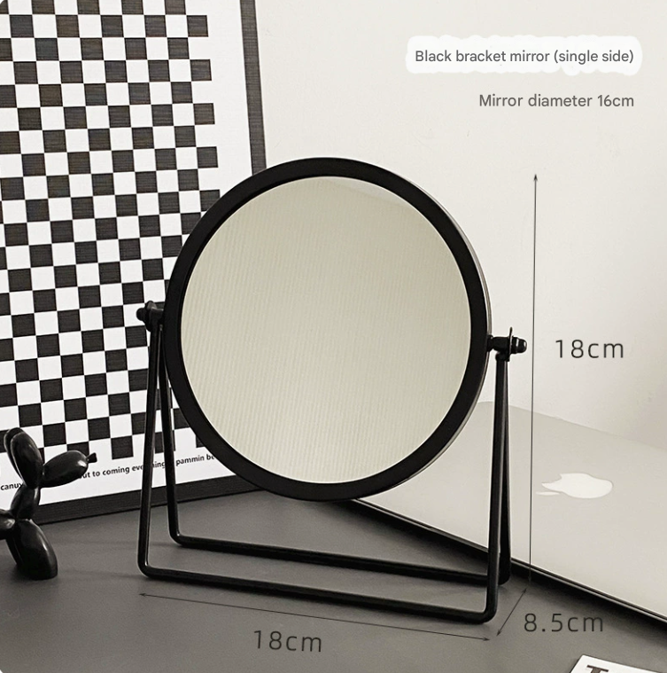 Black Rotating Tabletop Makeup Mirror - 360? Swivel Vanity Mirror for Bedroom & Desk
