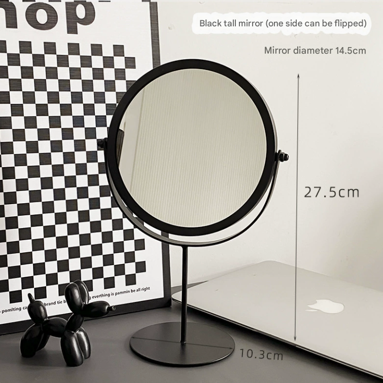 Black Rotating Tabletop Makeup Mirror - 360? Swivel Vanity Mirror for Bedroom & Desk