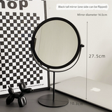 Black Rotating Tabletop Makeup Mirror - 360º Swivel Vanity Mirror for Bedroom & Desk - Front View