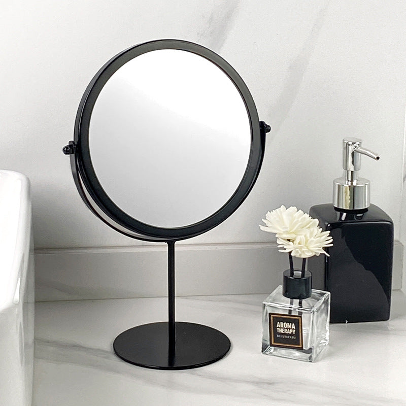 Black Rotating Tabletop Makeup Mirror - 360? Swivel Vanity Mirror for Bedroom & Desk