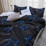 Starry Duvet Cover - 3 Piece Bedding Set (with Corner Ties)Quilt cover 230cm x 230cm, pillowcase 51 x 92cm - Side View