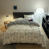 White graffiti Duvet Cover - 3 Piece Bedding Set (with Corner Ties)Quilt cover 230cm x 230cm, pillowcase 51 x 92cm - Side View