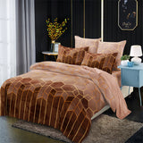 Geometric Print Duvet Cover - 3 Piece Brown Ombre Bedding Set Quilt cover 230X265cm-Pillowcase 51X92cm - Front View