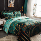 Geometric Print Duvet Cover - 3 Piece Green Ombre Bedding Set Quilt cover 230x230cm-Pillow cover 51x76cm - Front View