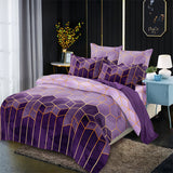 Geometric Print Duvet Cover - 3 Piece Purple Ombre Bedding Set Quilt cover 230X265cm-Pillowcase 51X92cm - Front View