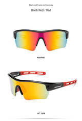 2 pcs Outdoor Sports Sunglasses - UV Protection HD Lenses for Cycling, Boating, Fishing(Black red frame red mercury) - Front View
