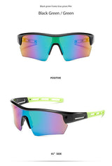 2 pcs Outdoor Sports Sunglasses - UV Protection HD Lenses for Cycling, Boating, Fishing(Black green frame blue green film) - Front View
