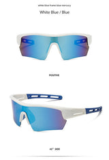 2 pcs Outdoor Sports Sunglasses - UV Protection HD Lenses for Cycling, Boating, Fishing(White blue frame blue mercury) - Front View