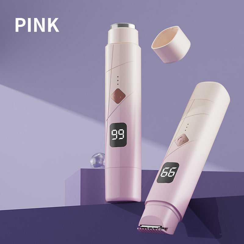 Gradient pink Women's Multifunctional Electric Shaver - Type-C Rechargeable Hair Remover with Display