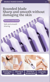 Gradient pink Women's Multifunctional Electric Shaver - Type-C Rechargeable Hair Remover with Display - Side View