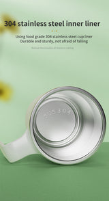 White Portable Automatic Mixing Coffee Cup - Stainless Steel Magnetic Stirrer(No handle) - Top-Down View