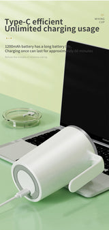 Blue Portable Automatic Mixing Coffee Cup - Stainless Steel Magnetic Stirrer(handle stlye) - Side View