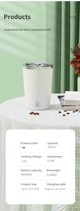 Blue Portable Automatic Mixing Coffee Cup - Stainless Steel Magnetic Stirrer(handle stlye) - Close-Up Angle