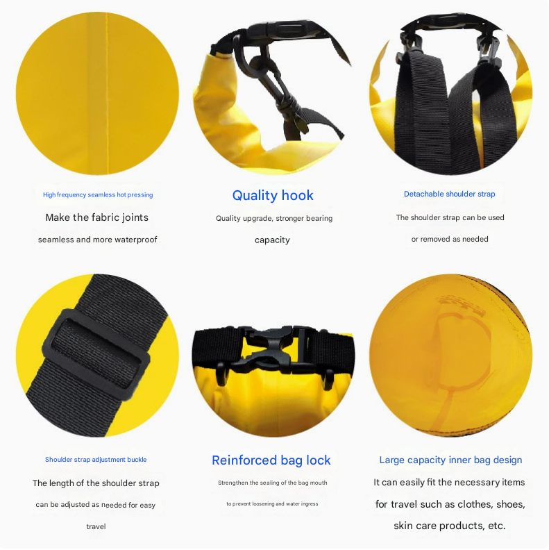 Blue 10L Waterproof Dry Bag - PVC Mesh Rafting & Swimming Backpack