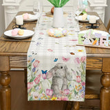 Easter Table Runner - Linen Bunny Decoration, 72-Inch Set of 2 (Style 11)
