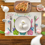 Easter Cotton-Linen Placemats - Set of 4 Anti-Stain Table Mats(Style 3) - Front View