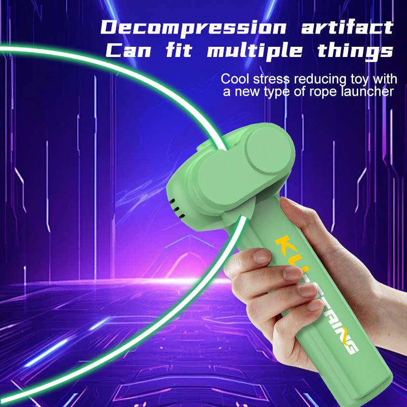 Blue 3-Meter Glow-in-the-Dark Rope Launcher Toy - Fun Stress Relief for All Ages