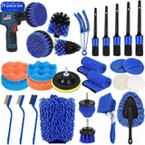 ((Drill not included-2)Car Cleaning Supplies - Complete Auto Detail Brush Set for Interior, Exterior, Wheels & Tires - Power Scrubber Drill Brush Kit