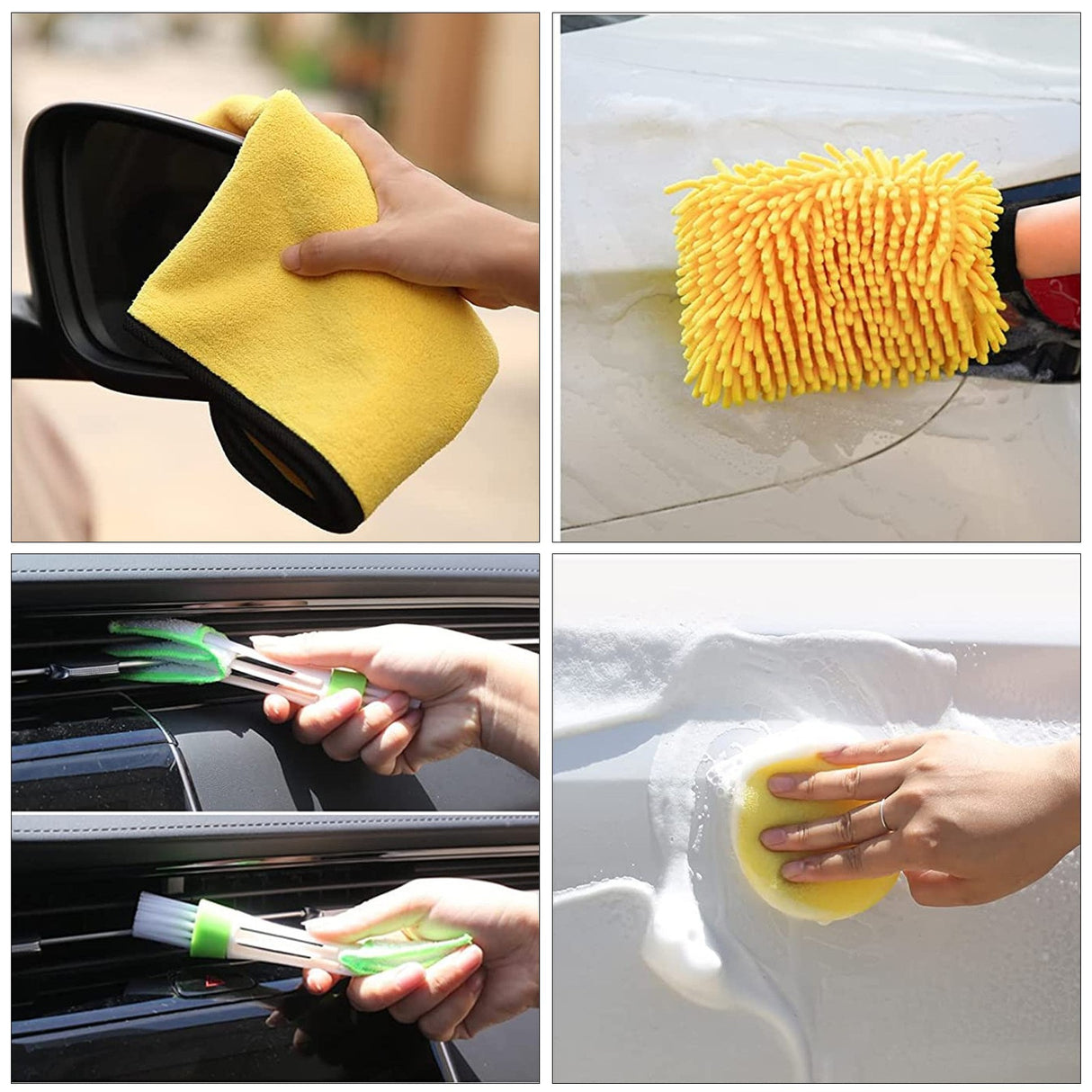 ((Drill not included-2)Car Cleaning Supplies - Complete Auto Detail Brush Set for Interior, Exterior, Wheels & Tires - Power Scrubber Drill Brush Kit