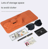 Wine red Car Organizer - Sun Visor Clip with Sunglasses Holder, Card Holder, Cash Pocket - Side View