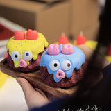 Blue Cake Candle - Cute Soy Wax Candle, Gift for Friends (English Pear & Freesia) - Side View