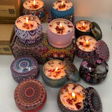Small Scented Candle Set - 4 Soy Wax Candles, Travel Candle Set (Violet) - Top-Down View