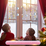 (Style 1) 4 pcs Crystal Wind Chimes-Sun Catcher Star Moon Dream Catcher for Window 30cm - Front View