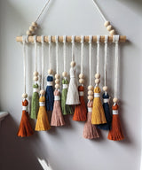 Colorful Tassel Wall Hanging-Wooden Beads Boho Tapestry Home Decor - Side View