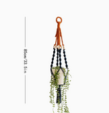 3 pcs Handwoven Plant Hanger-Cotton Rope Hanging Planter with Wooden Rings - Close-Up Angle